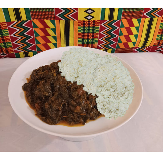 Spinach stew + Rice